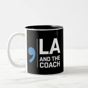 Harris Walz 2024 Comma La and The Coach 2024  Two-Tone Coffee Mug