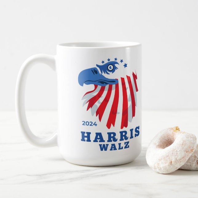Harris Walz 2024 Democrat Party Election  Coffee Mug (With Donut)