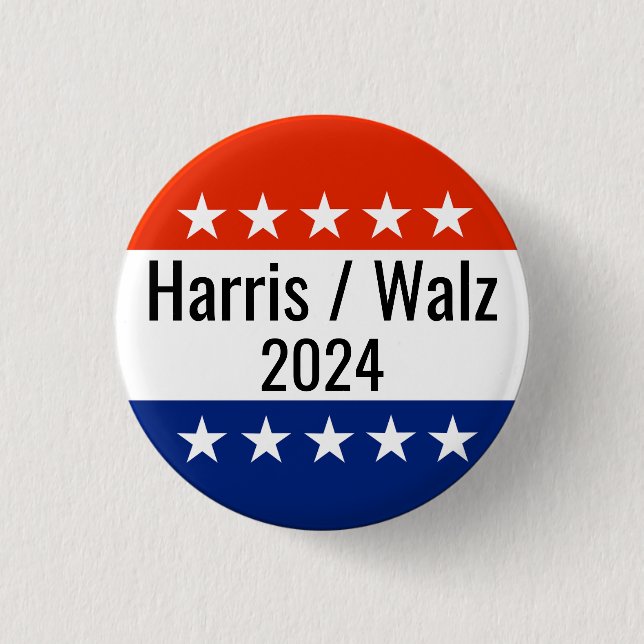 Harris Walz 2024 Election 1 Inch Round Button (Front)