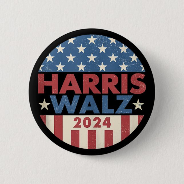Harris Walz 2024 Election Kamala Harris Tim Waltz  2 Inch Round Button (Front)