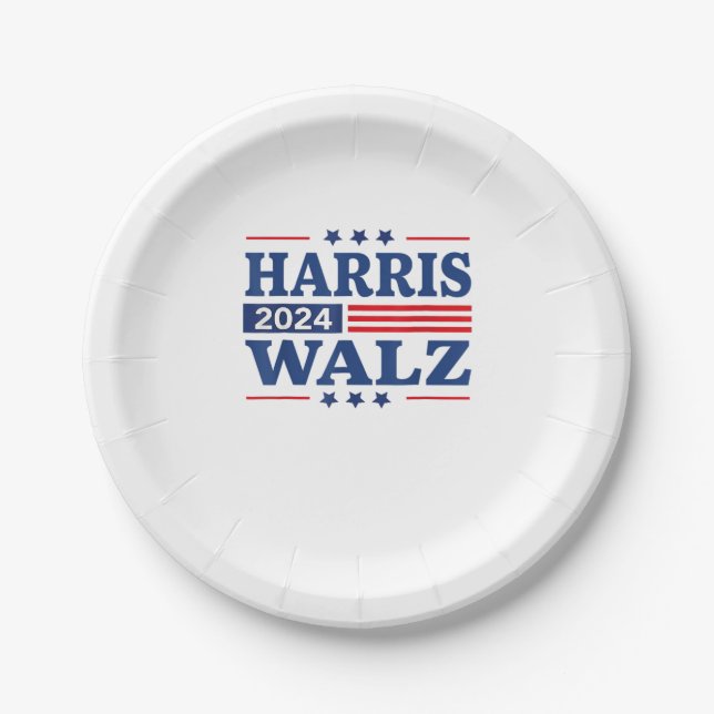 Harris Walz 2024 Election Kamala Harris Tim Walz 2 Paper Plate (Front)