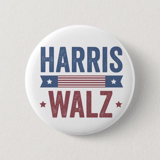 Harris Walz 2024 Election Kamala Tim Waltz America 2 Inch Round Button (Front)