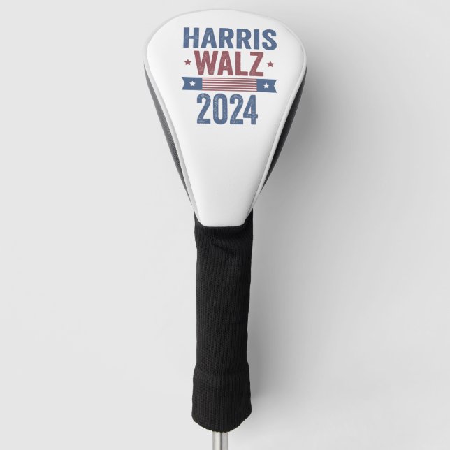 Harris Walz 2024 Election Kamala Tim Waltz America Golf Head Cover (Front)