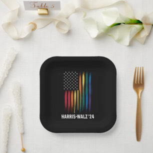 Harris Walz 2024 Election Kamala Tim Waltz LGBT Paper Plate