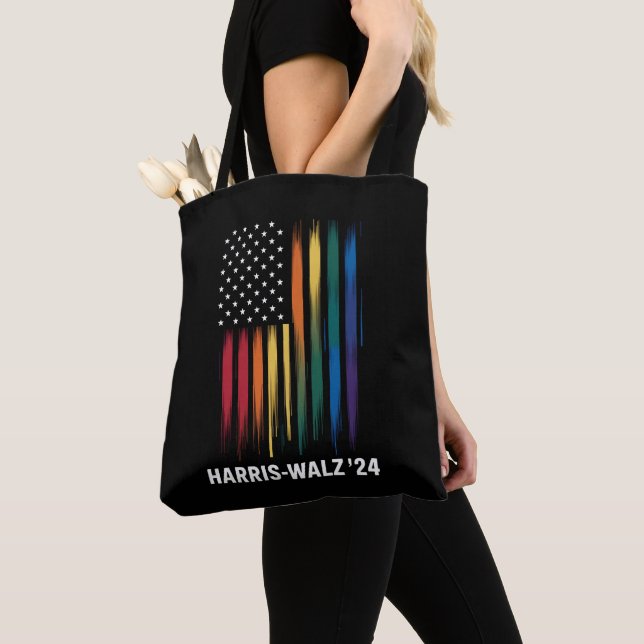 Harris Walz 2024 Election Kamala Tim Waltz LGBT Tote Bag (Close Up)