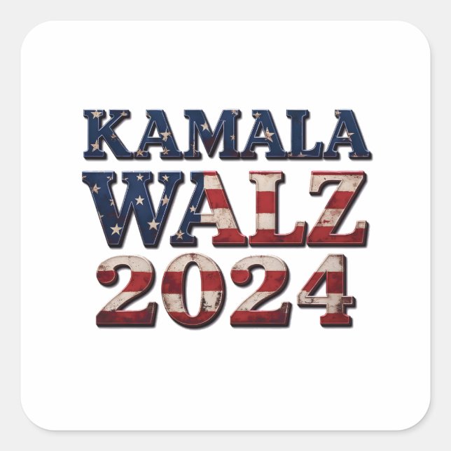 Harris Walz 2024 Election Kamala Tim Waltz  Square Sticker (Front)