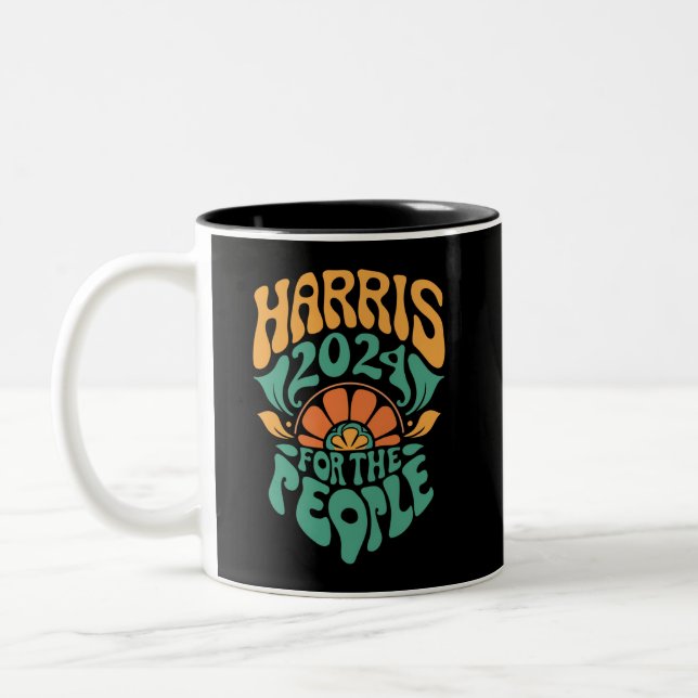 Harris Walz 2024 Election President Kamala Harris  Two-Tone Coffee Mug (Left)