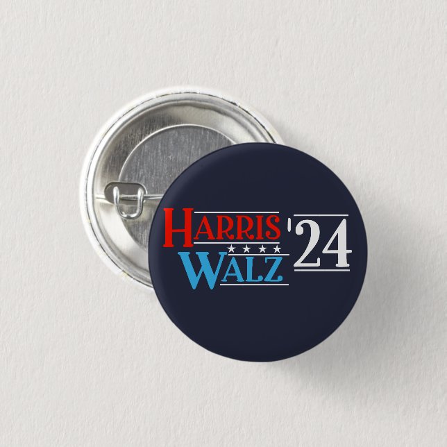 Harris Walz 2024 for President 1 Inch Round Button (Front & Back)