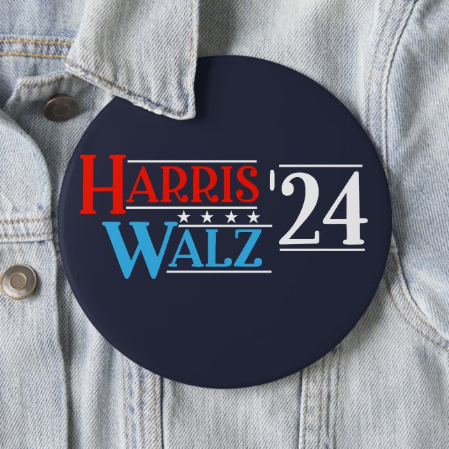 Harris Walz 2024 for President 6 Inch Round Button (In Situ)