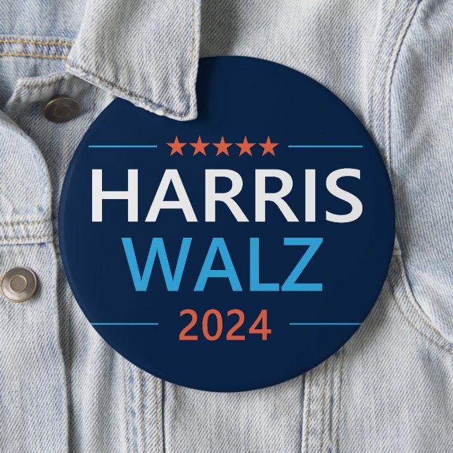 Harris Walz 2024 for President 6 Inch Round Button (In Situ)