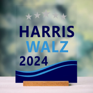 Harris Walz 2024 for President Blue Wave Acrylic Sign