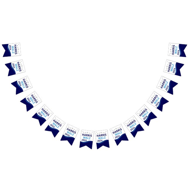 Harris Walz 2024 for President Blue Wave Bunting Flags (All)