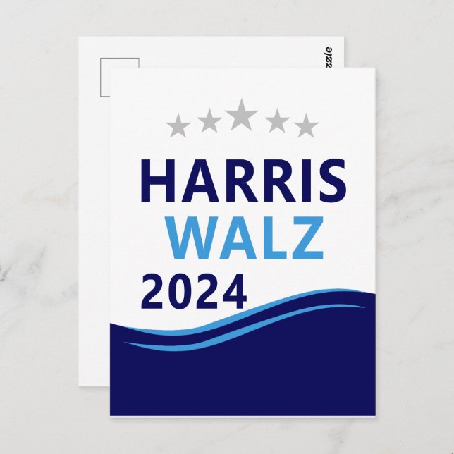 Harris Walz 2024 for President Blue Wave Postcard (Front/Back)