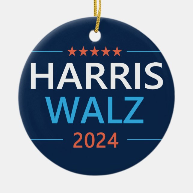 Harris Walz 2024 for President Ceramic Ornament (Front)