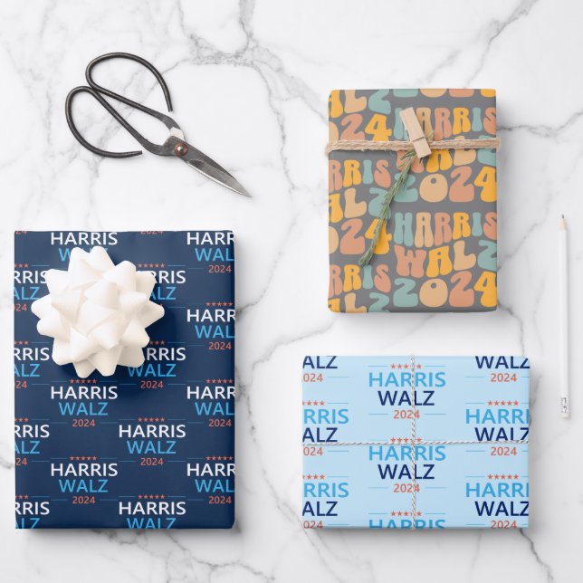 Harris Walz 2024 for President Wrapping Paper Sheet (Front)