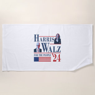 Harris Walz 2024 For The People  Beach Towel