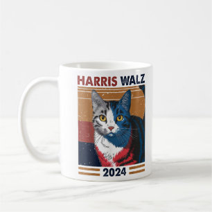 Harris Walz 2024 Funny Cat Election Kamala Harris Coffee Mug