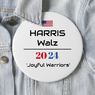 Harris Walz 2024 'Joyful Warriors' 6 Inch Round Button