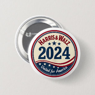 Harris Walz 2024 Kamala Harris Tim Waltz USA Flag  2 Inch Round Button
