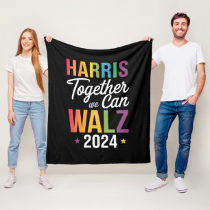 Harris Walz 2024 Kamala Together We Can LGBT Fleece Blanket