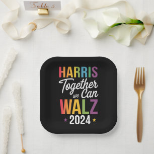 Harris Walz 2024 Kamala Together We Can LGBT Paper Plate