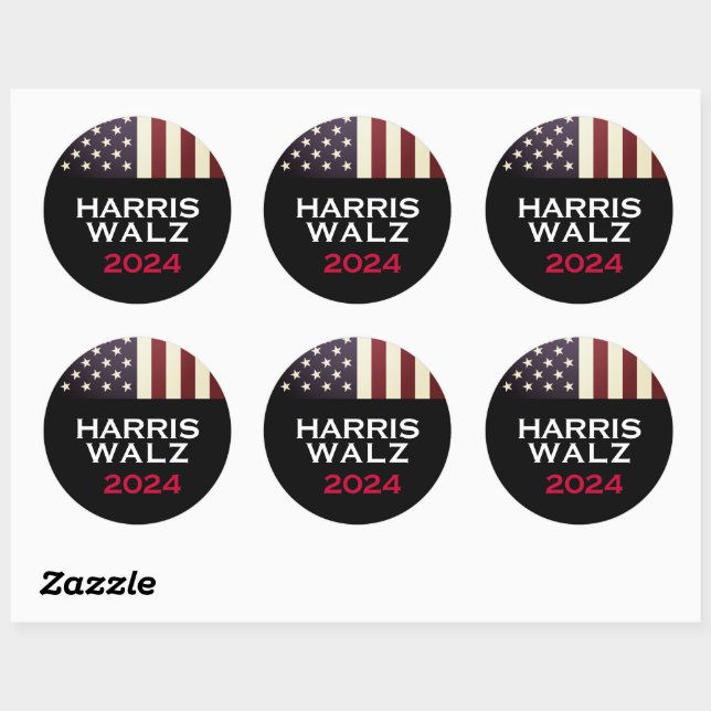 HARRIS WALZ 2024 Large Campaign Classic Round Sticker (Sheet)