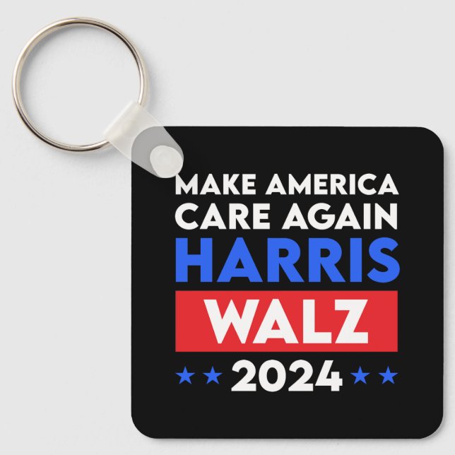 Harris Walz 2024 Make America Care Again Keychain (Front)