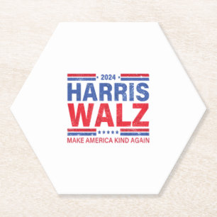 Harris Walz 2024 Make America Kind Again  Paper Coaster