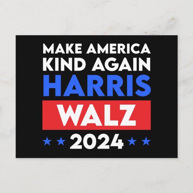 Harris Walz 2024 Make America Kind Again Postcard (Front)