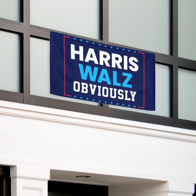 Harris Walz 2024 Obviously Banner (Outside Building)
