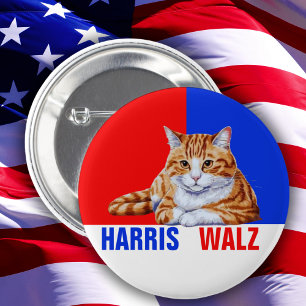 Harris Walz 2024 Obviously Cat Red Blue 2 Inch Round Button