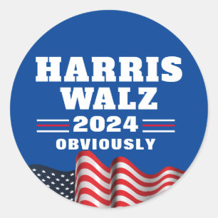 Harris Walz 2024 Obviously Classic Round Sticker