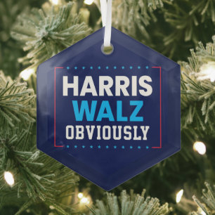 Harris Walz 2024 Obviously Glass Ornament