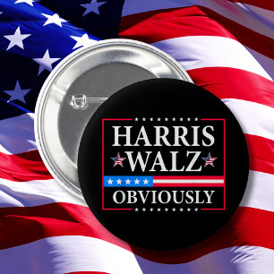 Harris Walz 2024 Obviously   Tim Walz 2 Inch Round Button