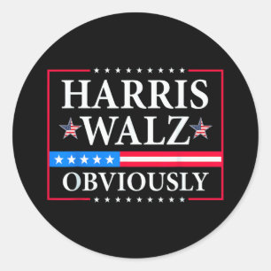 Harris Walz 2024 Obviously   Tim Walz Classic Round Sticker