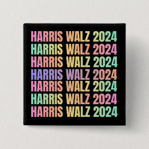 Harris Walz 2024 Rainbow 2 Inch Square Button