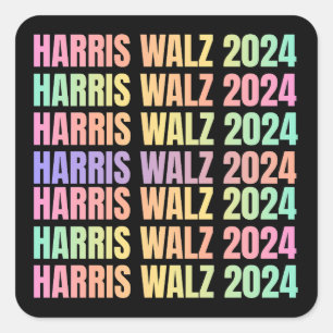 Harris Walz 2024 Rainbow Square Sticker