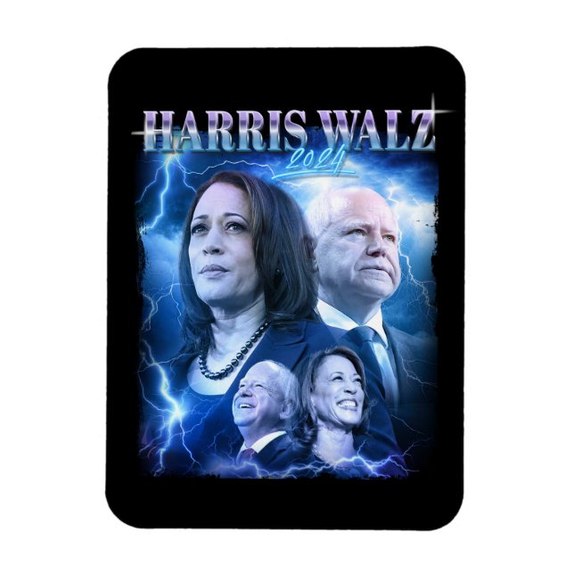 Harris Walz 2024 Retro 90s Style Magnet (Vertical)