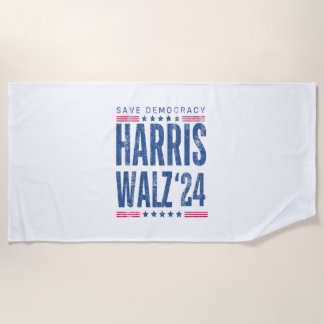 Harris Walz 2024 Save Democracy Beach Towel