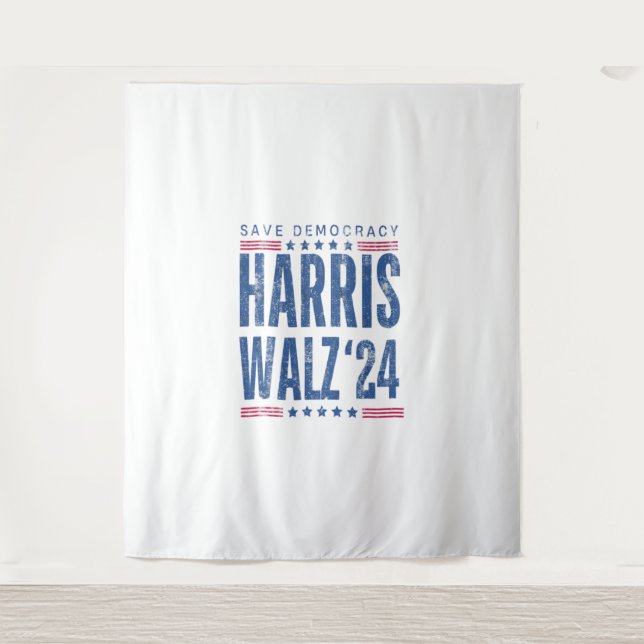 Harris Walz 2024 Save Democracy  Tapestry (Front)