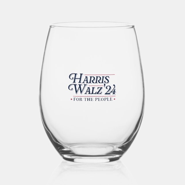 Harris Walz 2024  Stemless Wine Glass (Front)