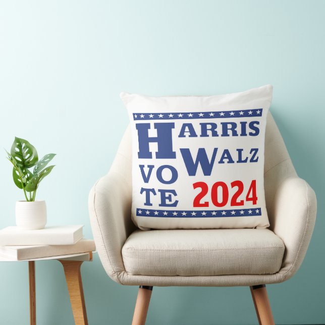 Harris Walz 2024 Stop Creepy Weird Vote Democrat Throw Pillow (Chair)