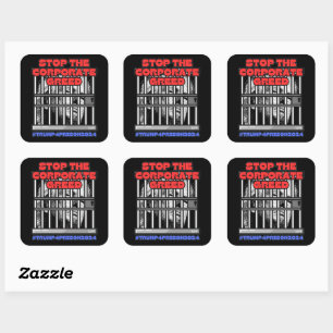 HARRIS-WALZ 2024 STOP THE CORPORATE GREED  SQUARE STICKER