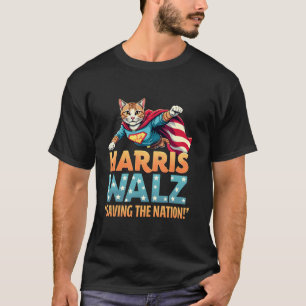 Harris Walz 2024 Super Cat Election Comma La Kamal T-Shirt