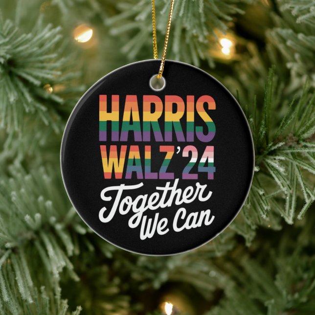 Harris Walz 2024 Together We Can Election LGBTQIA  Ceramic Ornament (Tree)
