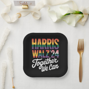 Harris Walz 2024 Together We Can Election LGBTQIA Paper Plate