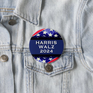Harris Walz 2024 USA Flag 3 Inch Round Button