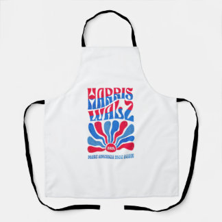 Harris Walz 2024 Vintage Boho Groovy Retro red Blu Apron