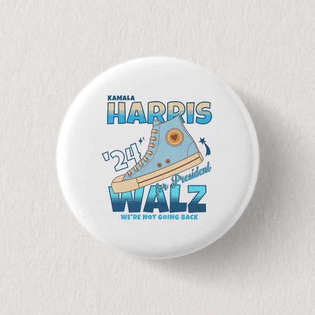 Harris Walz 2024 We're Not Going Back Sneaker 1 Inch Round Button (Front)