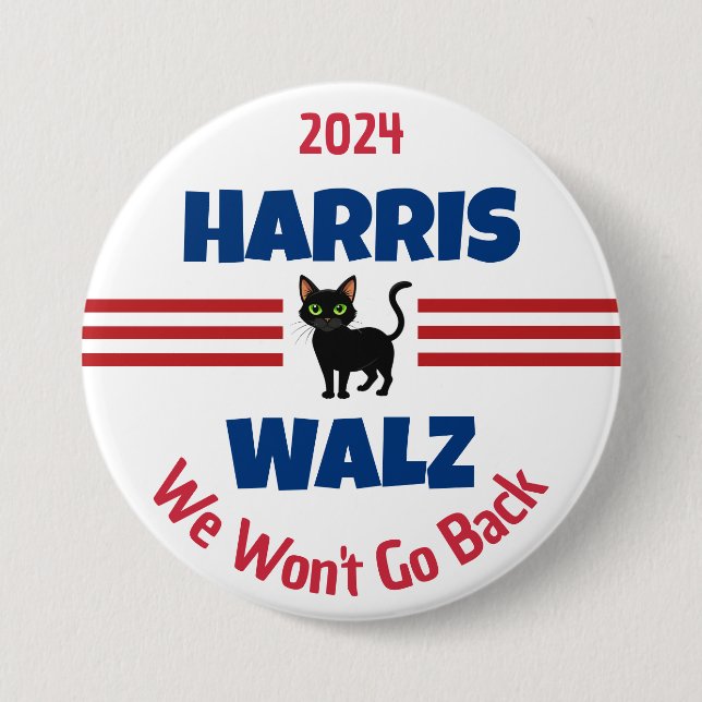 Harris Walz Campaign 3 Inch Round Button (Front)
